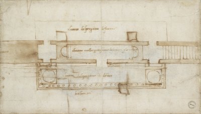 Ontwerp voor een relikwiekamer, 16e eeuw door Michelangelo Buonarroti